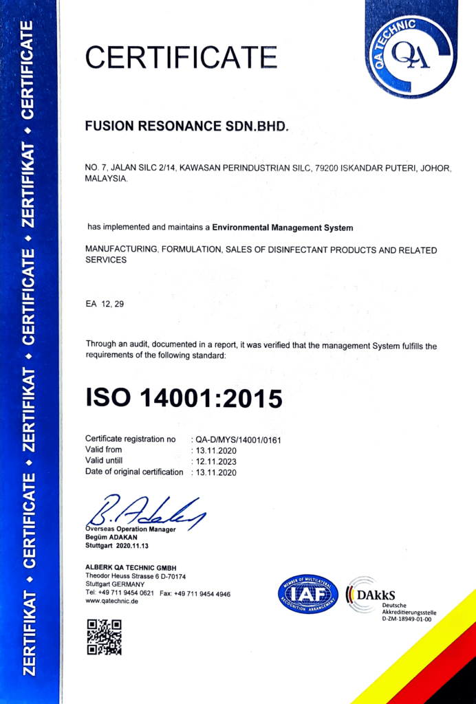 ISO 14001 2015 - Fusion Resonance Sdn Bhd (EVA Energy factory)
