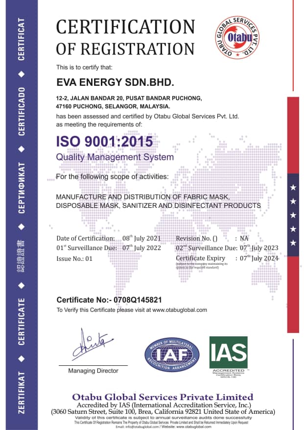 ISO 9001 2015 - Eva Energy Sdn Bhd